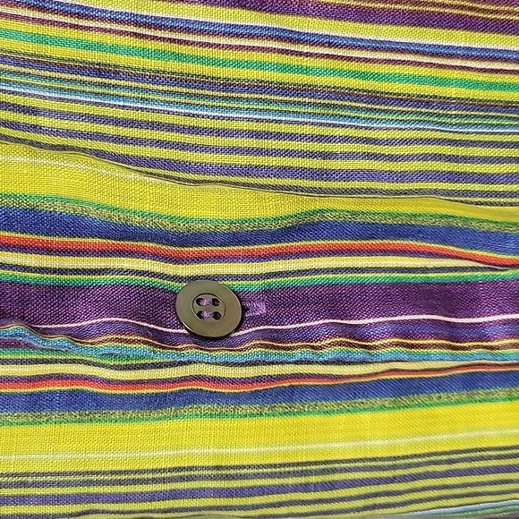 Jim Thompson 100% linen short sleeve striped men's sz large shirt - Picture 4 of 6